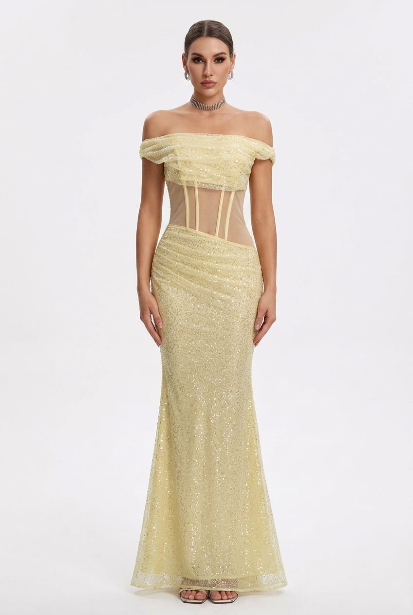 Seraphina Off-Shoulder Havfrue Gallakjole med Pailletter