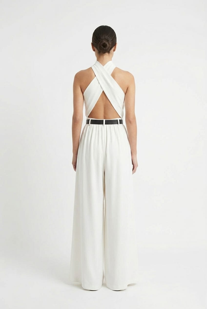 Bianca Halterneck Rygløs Jumpsuit med Brede Ben