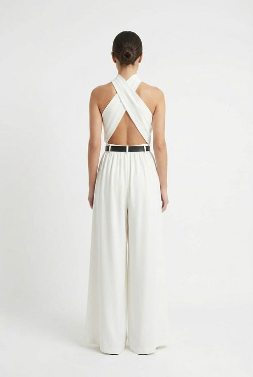 Bianca Halter Backless Wide-Leg Jumpsuit