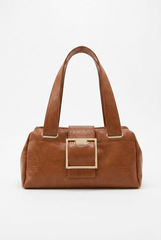 Retro Metal Buckle Soft Leather Handbag With A Simple