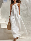 Elegant Solid-color Vacation Dress For Women