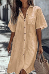 Short-Sleeve Button-Through Shirt Dress