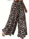Trendy Leopard Print Plus Size Casual Loose Wide-leg Pants