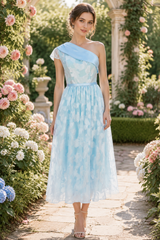 Abito da ballo Seraphina a linea A, con scollo a barca e jacquard a contrasto