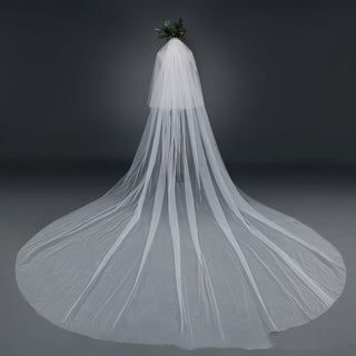 Aurelia Cathedral Length Mesh Bridal Veil Widened Tail With Comb