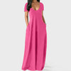 Solid-color Dress Summer Casual Sexy Deep V-neck