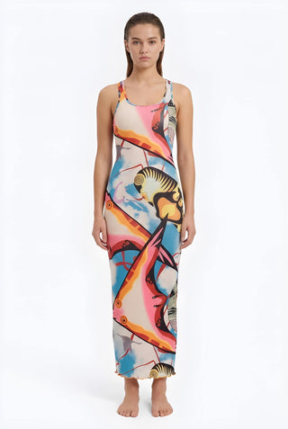 Sexy  Back Sleeveless Fashion Print Dress