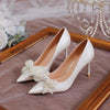 Women's Stiletto Heel Bride Wedding Dress Shoes White