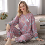 Mauve bunny-print pyjama set