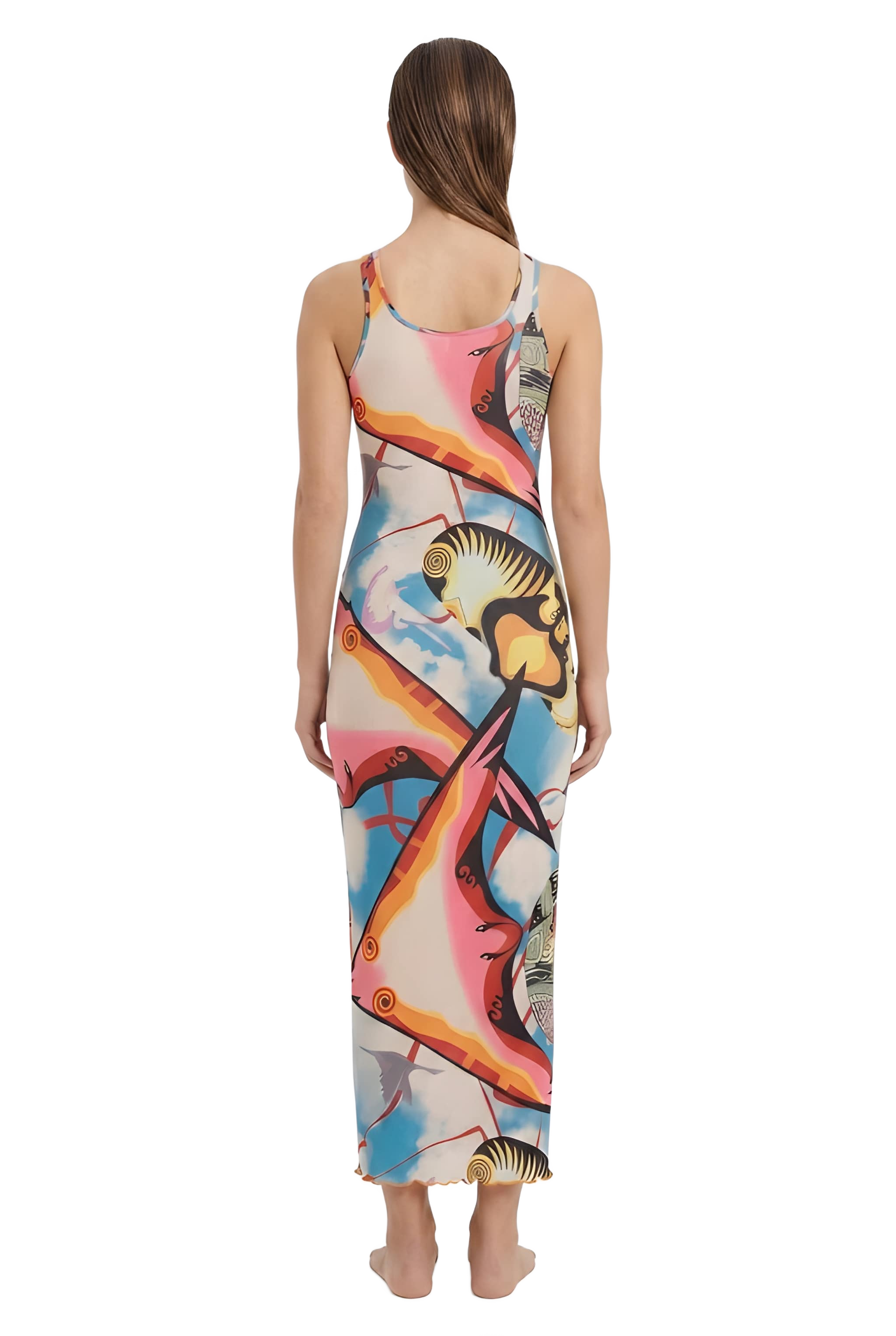 Image from Sexy  Back Sleeveless Fashion Print Dress - Copy