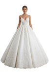 Vivienne Deep V Neck Lace Sleeveless Trailing Wedding Gown