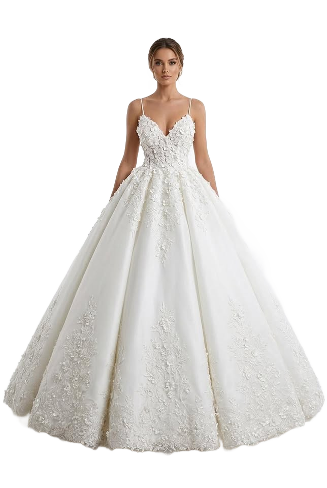Image from Deep V-neck Sexy Lace Floor-length Wedding Dress Romantic Aura Dignified Wedding Banquet Welcome New Spring - Copy