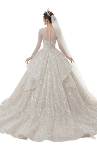 Image from Wedding Evening Dress New Bride French Temperament Dream Long-sleeved Retro Big Tail - Copy