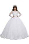 Odette Vintage Lace Applique White Cathedral Bridal Gown