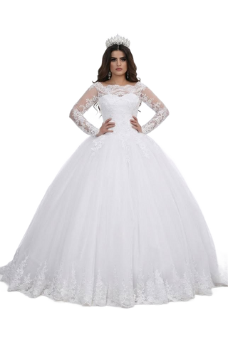 Image from Cross-border Source White Vintage Lace Applique Wedding Dress - Copy