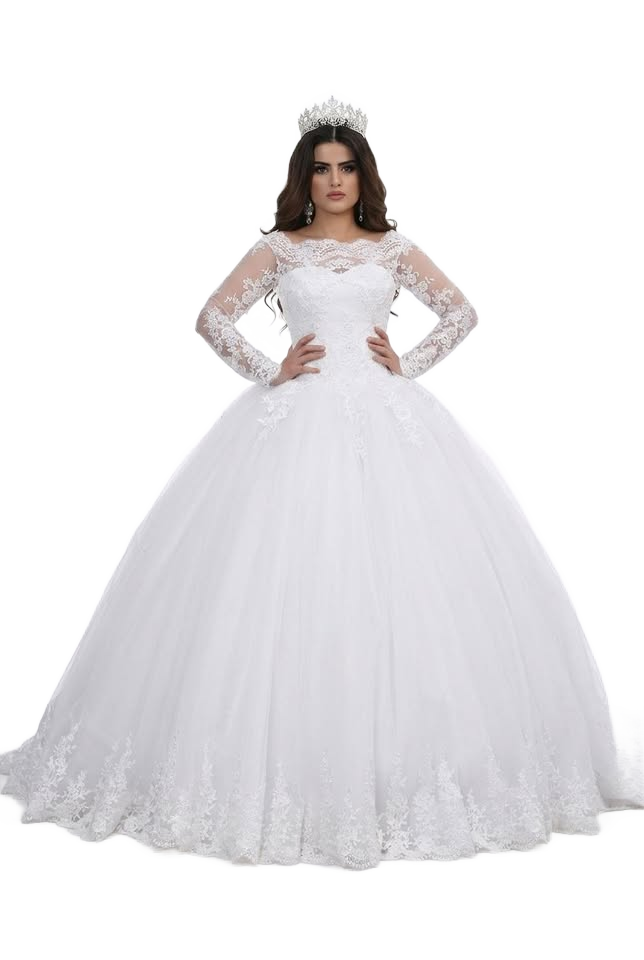 Image from Cross-border Source White Vintage Lace Applique Wedding Dress - Copy