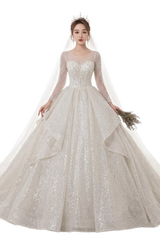 Image from Wedding Evening Dress New Bride French Temperament Dream Long-sleeved Retro Big Tail - Copy