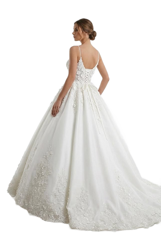Image from Deep V-neck Sexy Lace Floor-length Wedding Dress Romantic Aura Dignified Wedding Banquet Welcome New Spring - Copy