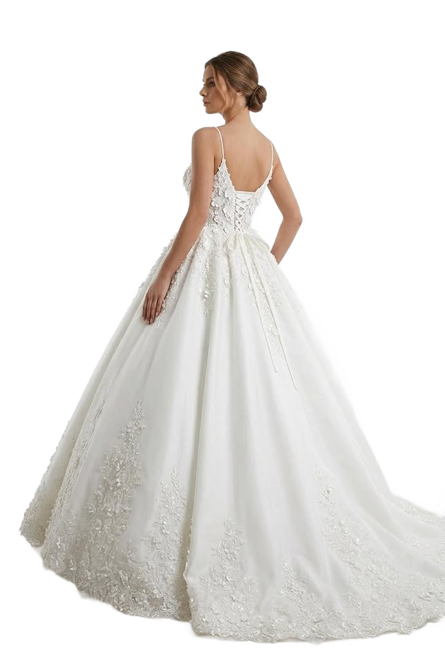 Image from Deep V-neck Sexy Lace Floor-length Wedding Dress Romantic Aura Dignified Wedding Banquet Welcome New Spring - Copy
