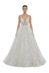 Genevieve V Neck Three Layer Pure White Bridal Evening Gown