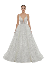 Image from V-neck Pure White Three-layer Wedding Evening Dress - Copy