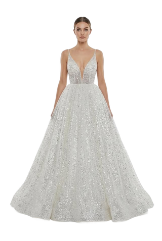 Image from V-neck Pure White Three-layer Wedding Evening Dress - Copy