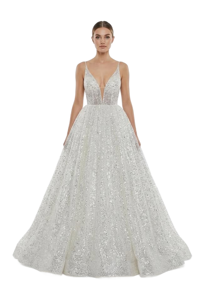 Image from V-neck Pure White Three-layer Wedding Evening Dress - Copy