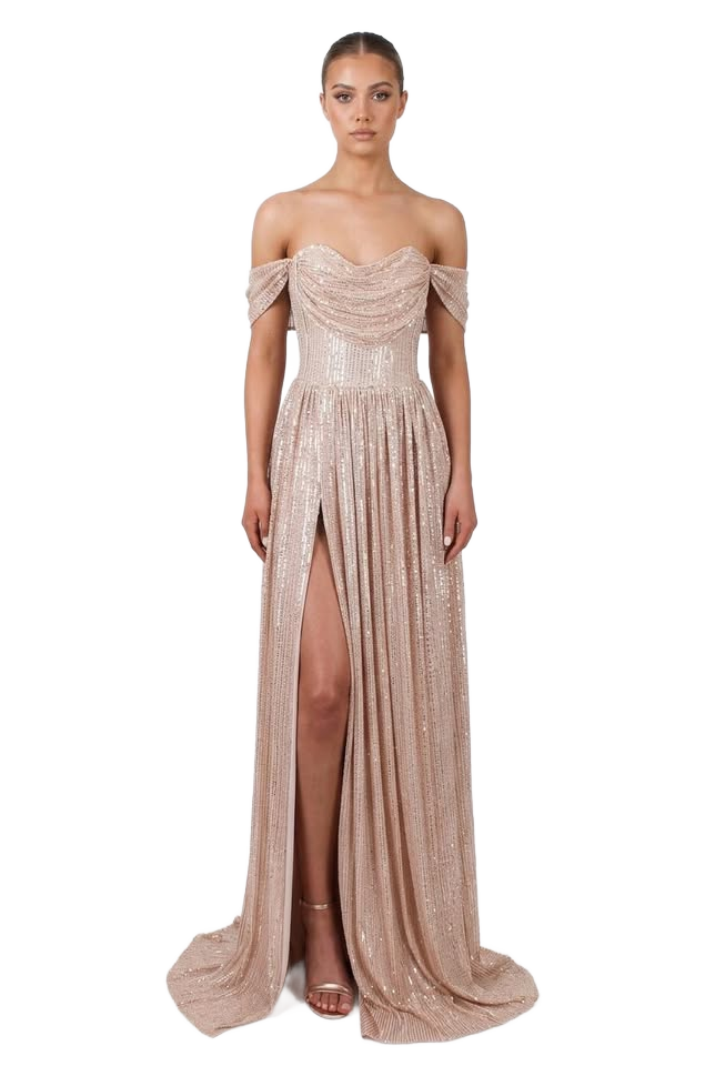 Image from Sequin Maxi Ball Gown Prom Dress Slit Dress - Copy