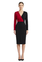 Image from European And American Women's Deep V Pleated Colorblock Hip Skirt - Copy