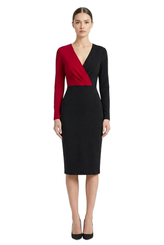 Image from European And American Women's Deep V Pleated Colorblock Hip Skirt - Copy