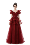Aurora Crumpled-Tulle High-Waist Princess Gown