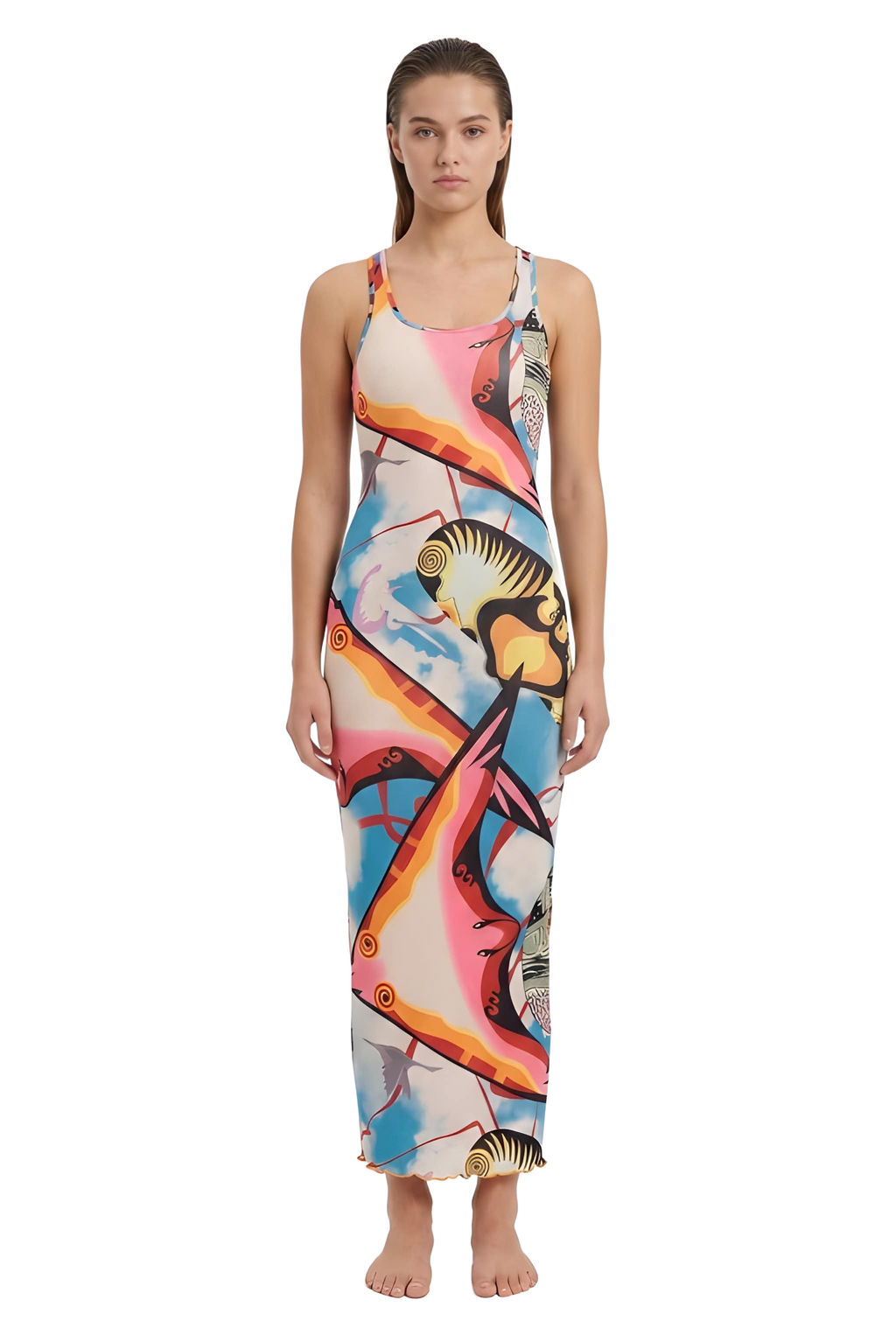 Image from Sexy  Back Sleeveless Fashion Print Dress - Copy