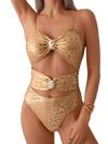 Shiny Hollow-Out One-Piece Swimsuit Set For Women