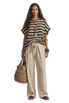 Linen-Blend Crew-Neck Leisure Set — Top & Pants