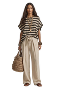 Image from Casual Striped-print Crew-neck Loose-fit Short-sleeve Leisure Set - Copy