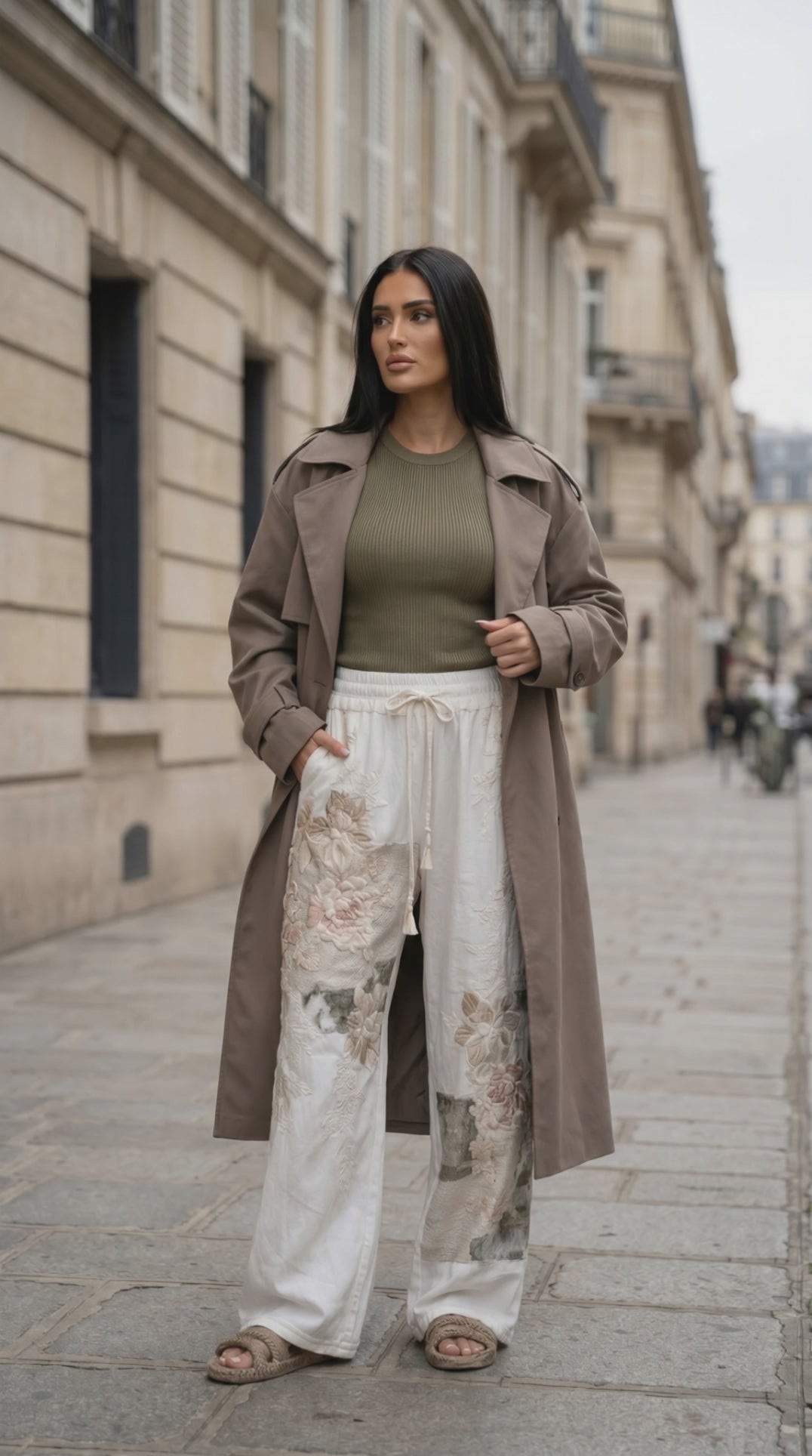 Pantalones largos elegantes de corte recto para mujer