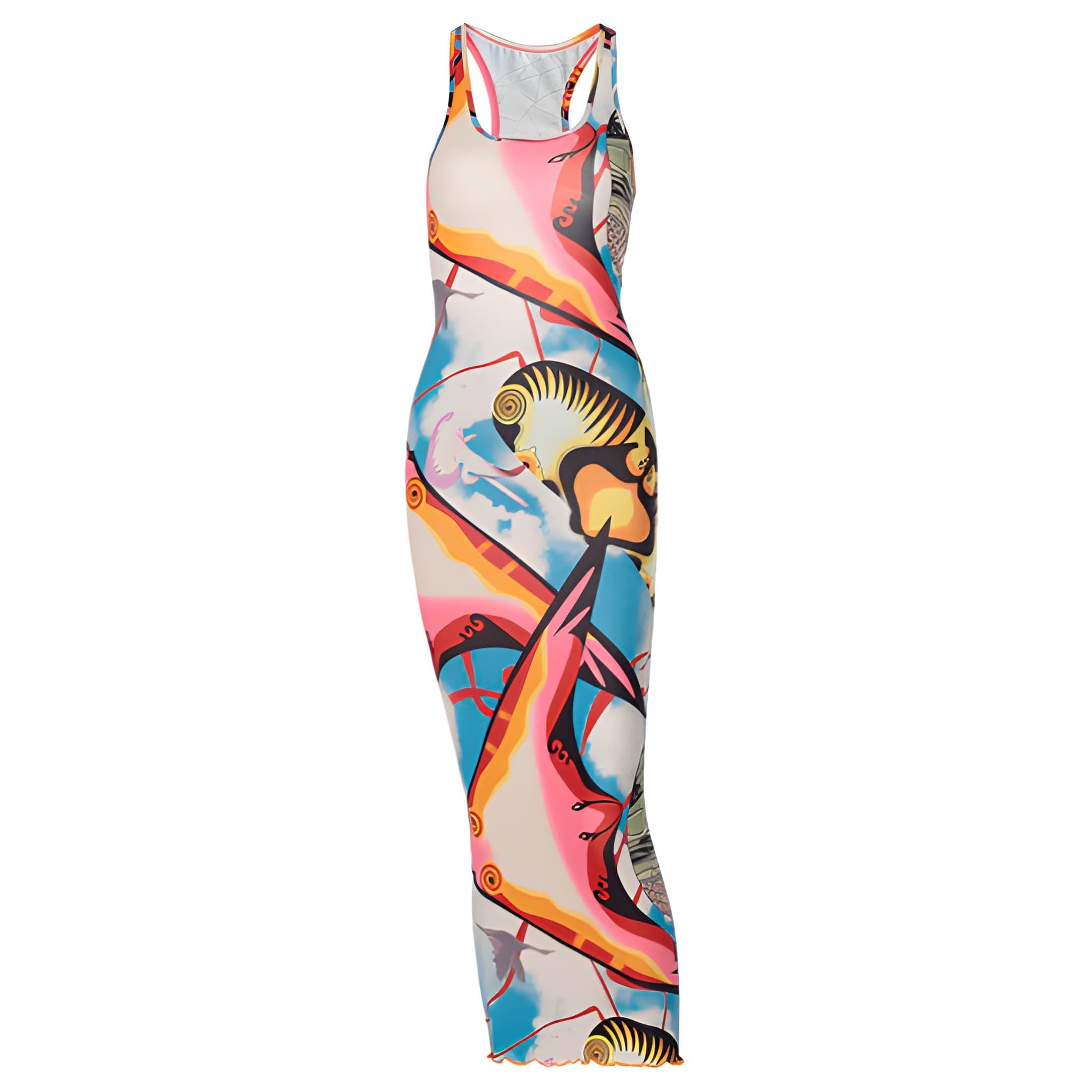 Robe midi échancrée Amalfi en imprimé dynamique ultra-doux